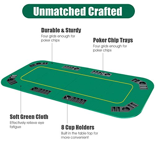 image for Giantex 8 Player Poker Table Top, 80''x36'' Folding Poker Table Top w/