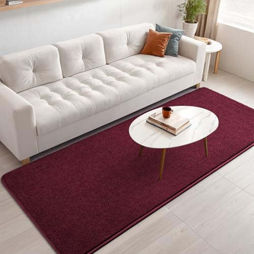 Tapete corredor 2x6 pies rojo Burgundy, antideslizante miniatura 1