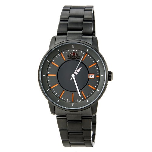 Orient Black IP 21-Jewel Automatic Watch with Unique Rotating Disk Hour Hand ER02006A