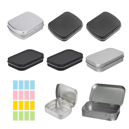 ZMZaoan 8 Piezas Metálicos Rectangulares de Latas, Cajas Rectangulares de Metal con Bisagras- 4 Grandes + 4 Pequeñas Cajas Metálicas, Latas Vacías de Almacenamiento para Organizar todo pequeño