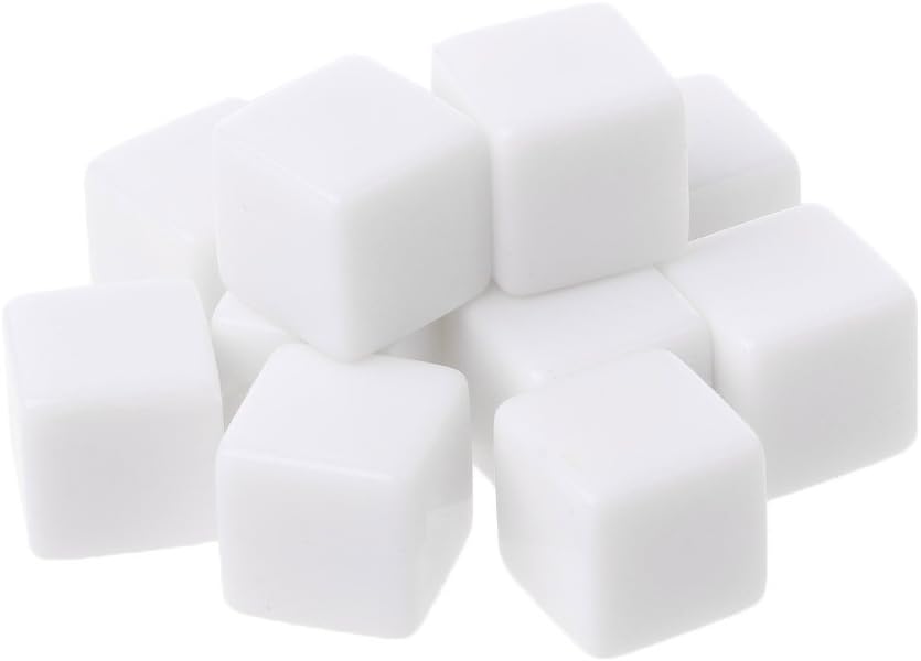 Yuly 10Pcs D6 Dice 12mm Die Six Sided Table Gaming Dice Blank for Role Playing Toys Dice Sets Bulk, 1.2x1.2x1.2cm