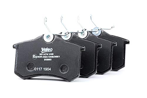 VALEO Pastillas de freno First 301474 Juego de 4 pastillas Eje trasero Completamente equipado con accesorios montados