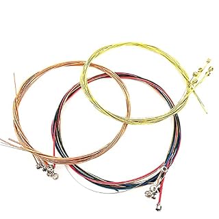 RANRAO Lot de 5 jeux de 30 cordes de rechange en acier pour guitare acoustique, or rose - Les Beatles, Paul McCartney, John Lennon, RIngo Starr, George Harrison RANRAO Lot de 5 jeux de 30 cordes de rechange en acier pour guitare acoustique, or rose – Image 3