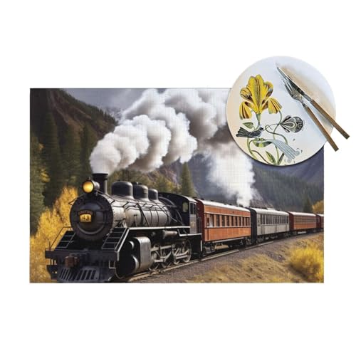 Set de table lavable PVC train napperon cuisine antidérapant résistant chaleur x4 - 8