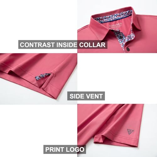 Image of Mens Polo Shirts Short and Long Sleeve Casual Solid Stylish Dry Fit Performance Designed Collared Golf Polo Shirts for Men