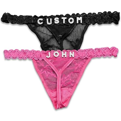 AICHENG 2-Pack Personalized Thongs with Names Custom Name Thong Diy Gold Rhinestone Shiny Letters Name Customize Your Fashion Logo The Letters Are Hand Sewn Very Strong And Not Easy To Fall Off