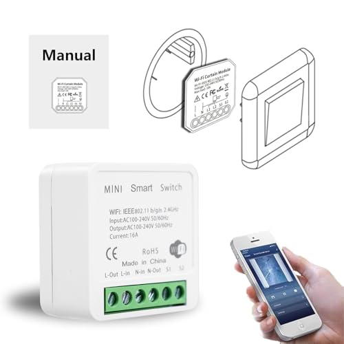 DEWIN Mini Interruttore Intelligente WiFi,10A Tuya Smart Switch,WiFi Interruttore della Luce,Controllo Vocale/Timer,TUYA App Controllo remoto,Google Home,Controllo Vocale Alexa 240V WiFi 2,4 GHz
