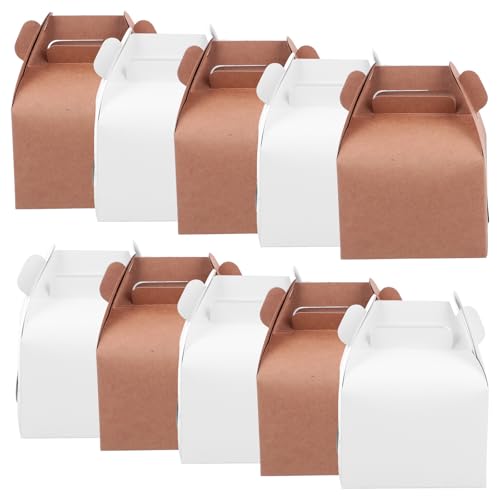 BUTIFULSIC Almacenamiento de Alimentos Plegables 10 Cajas de Papel Kraft Diseño de Mano para Uso Interior y Exterior en Panadería y Repostería