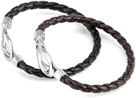 Gemini Genuine Leather Braided Bracelet With Steel Buckle - Unisex Adjustable Wristband Gift - View #6