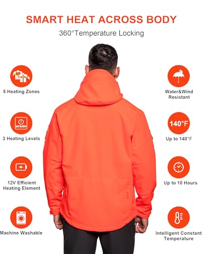 Image of DEWBU Heated Jacket for Men with 12V Battery Pack Winter Outdoor Soft Shell Electric Heating Coat