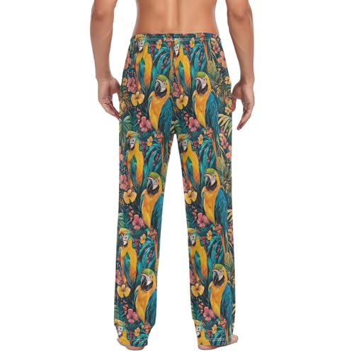 ALAZA Tropical Floral Parrots Men’s Pajama Pants Soft Long Sleep Pants Lounge Pajama Bottoms with Pockets2