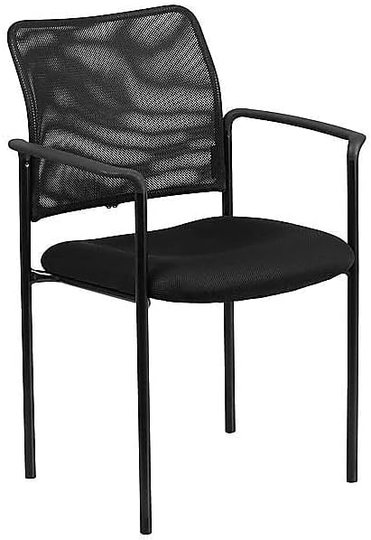 Miniatura 4 de Flash Furniture Jana Comfort Silla auxiliar apilable de acero con brazos de malla negra