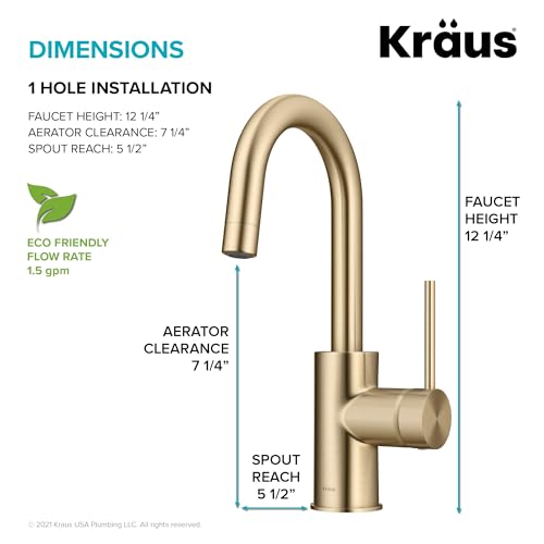 KRAUS Oletto Single Handle Kitchen Bar Faucet with QuickDock Top Mount Installation Assembly in Spot Free Antique Champagne Bronze, KPF-2600SFACB by Kraus - Image 4