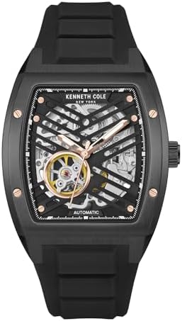 Kenneth Cole New York Men's Automatic Watch - Skeleton Dial, Curved Case, Contemporary Style