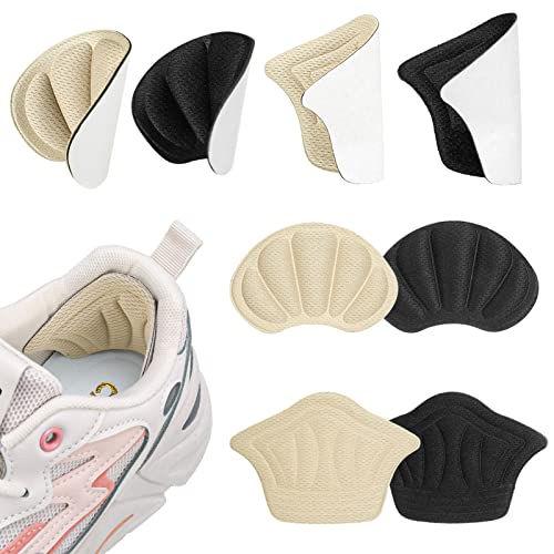 Fingertoys 4 Paires Coussinets de Talon, Coussinet Talon Protege Talon Chaussure, Auto-Adhésif Protege Talon Pour Empêche Frottements et Ampoules (Beige, Noir) Cover