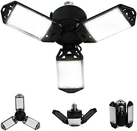 LED Garage Light, 80W 8000 Lumen Ceiling Lights with 3 Adjustable Panels, 6500K Daylight Light Bulb Fixture LED Lights for Garage, Workshop
