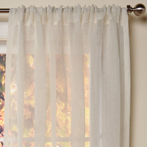 Cotton Craft Pure Linen Window Panels - One Pair Genuine Luxurious 100% Linen Rod Pocket Window Curtains - Generous 6 Inch Hem Hand Crafted Hand Stitched Sheer Linen Panels - 54 X 84 - Ivory #TOP1