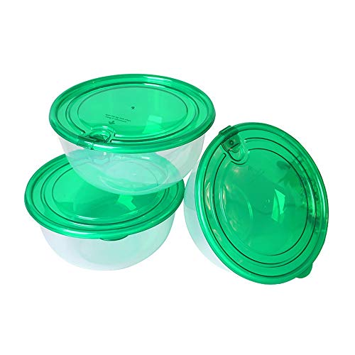 IHOUSE Lunch Box Boîte de rangement ronde en plastique X3, chauffée au micro-ondes, boîte à salade réfrigérée, adulte, enfants avec couvercle contenant de nourriture transparent 350ml Cover