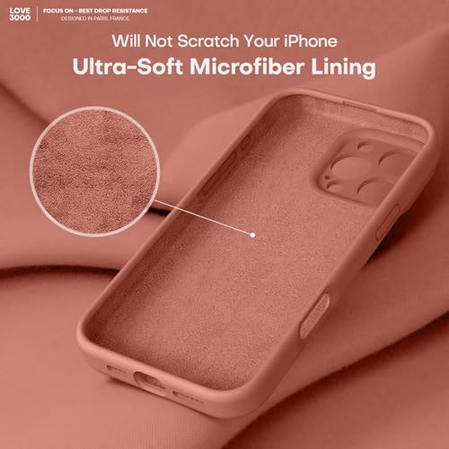 Image of LOVE 3000 Designed for iPhone 16 Pro Case, Premium Silicone with [Soft Anti-Scratch Microfiber Lining] Shockproof Protective Phone Case for Men Women Girls 6.3 inch, Caramel
