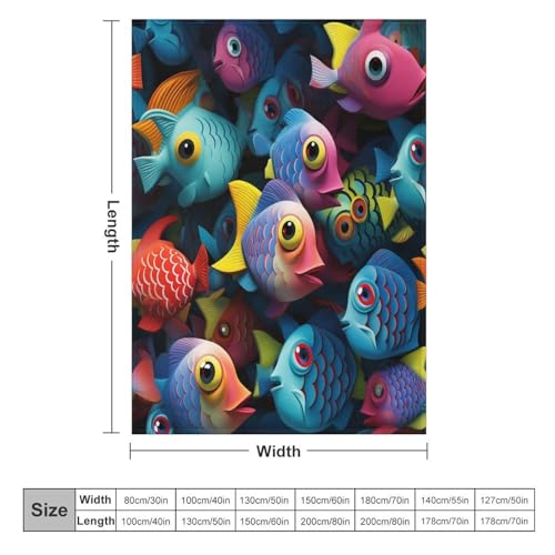 Couverture de lit flannel douce jeté de canapé chaud couverture plaid poisson - 6