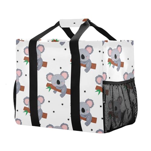 Grey Sleeping Koalas Reusable Grocery Bags Large Tote Bag Waterproof Canvas Organizer for Beach Picnic Laundry Travel2
