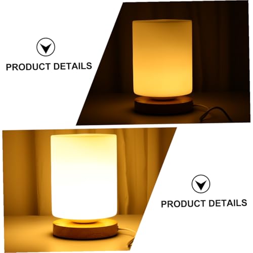 Lámpara de Mesa de Noche LED de Madera con Control Táctil USB miniatura 3