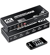 avedio links 4K@60Hz HDMIマトリックス4入力2出力 HDMI切替器 音声分離器 光デジタル/SPDIF/L/Rオーディオ出力 リモコン操作 HDMI 2.0b、HDCP ...