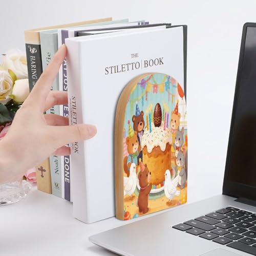 Sujetalibros de madera antideslizante para evitar caídas de libros 7