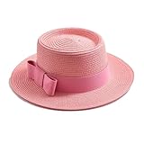 Women Straw Sun Hats Ribbon Bow Jazz Hats Outdoor Travel Beach Visor Cap Peach pnnrk 56-58CM