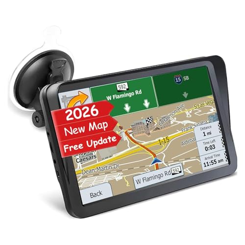 GPS Navigator for Car Truck RV, 9 Inch Touch Screen Latest 2026 Map, Real Voice Spoken Turn-by-Turn Direction Reminding Navigation System, Vehicle GPS with Speed and Red Light Warning, FM