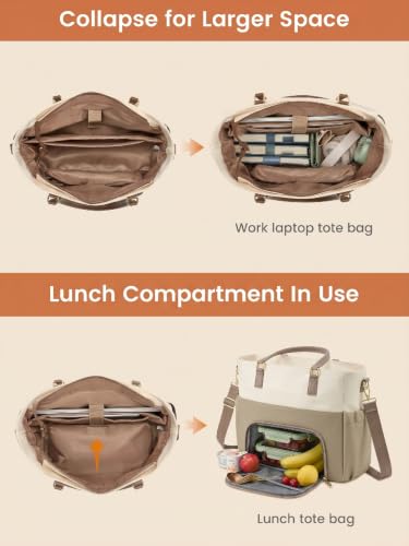 Image of LOVEVOOK Lunch Tote Bag for Women, Work Laptop Bag with Lunch Compartment