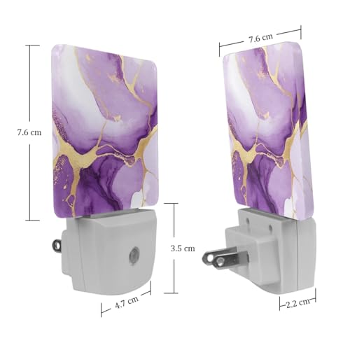 Image of NEWzone Purple Marble Night Light [2 Pack], Plug in Wall Led Night Lights Decor for Boys Girls Room, Dusk to Dawn Sensor Wall Lamp for Stairway /Bedroom /Kitchen /Nursery Room