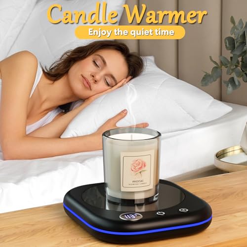 Image of Mug Warmer Upgraded,Coffee Mug Warmer for Desk LEDs Light 3 Temp Settings (113-167F) 1-12H Timer 4 H Auto Shut Off Beverage Cup Candle Warmer for Coffee Tea Milk(Black)