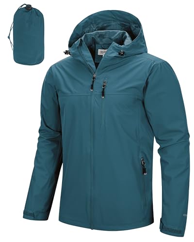 33,000ft Men's Packable Rain Jacket Lightweight Rain Shell Jacket with Hood Waterproof Raincoat for Cycling