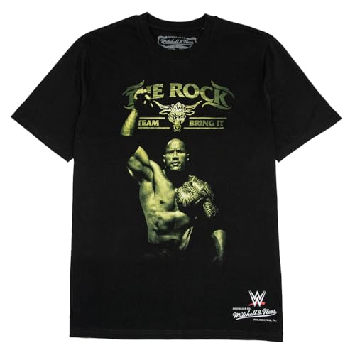 T-shirt The Rock WWE Wrestlemania Mitchell & Ness pour fan de catch