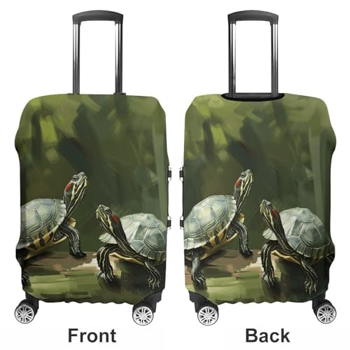 Travel Luggage Cover Elastic Suitcase Protector Anti-Scratch Washable Green Two Turtles Luggage Sleeve Tsa Approved Carry on Covers Baggage Cover Fits 18-32 Inch Luggages3