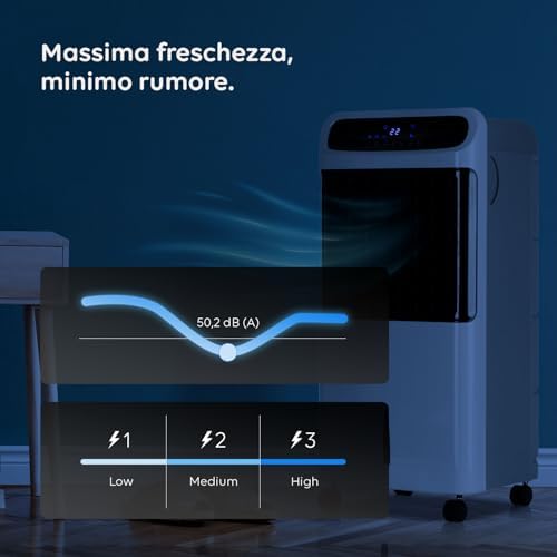 Bild 4 - Tragbare Klimaanlage 3-in-1 80/2000 W: Heizung und Kühlung, Luftentfeuchter, einfach zu bewegen – ideal für Räume bis 80 m², 61 x 32 x 33 cm