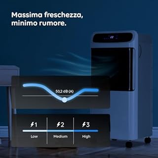 Climatizzatore Portatile 4-in-1 80/2000W: Riscaldamento, Raffreddamento, Umidificatore e Purificatore d'Aria, Facile da Spostare - Ideale per Stanze fino a 80m², 34x38x80 cm