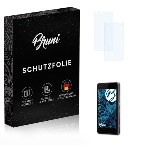 Bruni Schutzfolie kompatibel mit Sony Xperia Z1 Compact Folie, glasklare Bildschirmschutzfolie (2er Set)