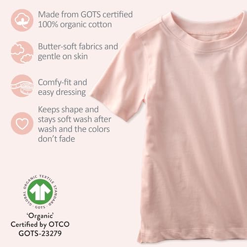 Image of Butterblu Taylor 5-Pack Toddler Short Sleeve T-Shirts 100% Organic Cotton for Toddler Boys and Girls​