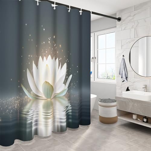Rideau de douche vagues d'eau tissu polyester lavable 150x180cm gris dégradé