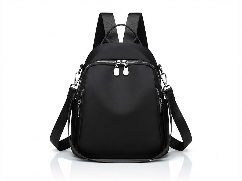 PAVILONN Women Backpack Purse Anti Theft Waterproof Nylon Ladies Backpack Handbag Shoulder Bag Office College Travel Casual Fashion Convertible Daypack Black-image-37