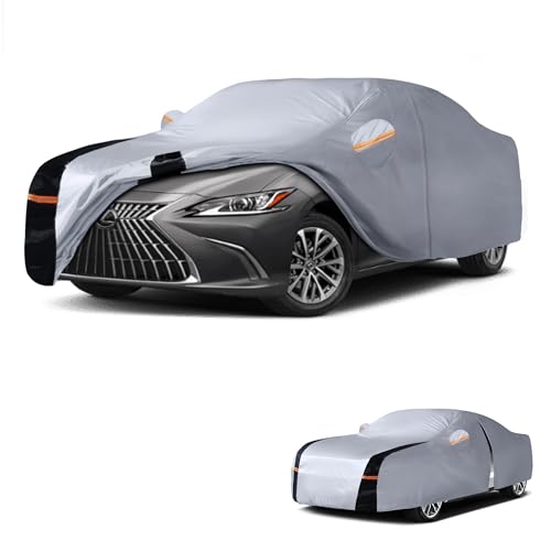 Image of Multi-Layer Car Cover Custom Fit for Lexus ES ES300 /ES330 /ES350(2012-2026), Waterproof All Weather for Automobiles, Gift with Towel, Heavy Duty Car Covers for Rain Sun UV Protection with Door Zipper