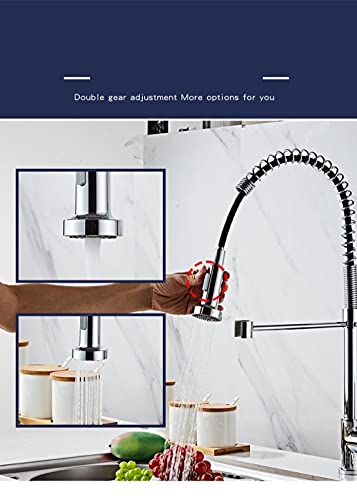 Robinets d'évier de cuisine avec mélangeur eau mixte et ressort extractible multifonction