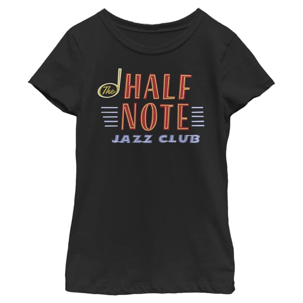 Disney Girls' Little, Big Half Note Neon T-Shirt, Black, Small