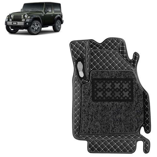 Image of KINGSWAY Accessories Premium 7D Car Floor Mats Only Compatible with Mahindra Thar (Manual Transmission) Year 2025 Onwards, Set of 3 Pcs, 100% Waterproof & Washable 7D Car Foot Mats, Classic Black