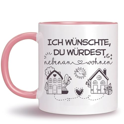 Verdaxis Personalisierte Tasse Freundin Geschenke Freundschaft Geschenke für Beste Freundin - Ich wünschte du würdest nebenan wohnen- Geburtstagsgeschenk Kaffetasse für Frauen BFF