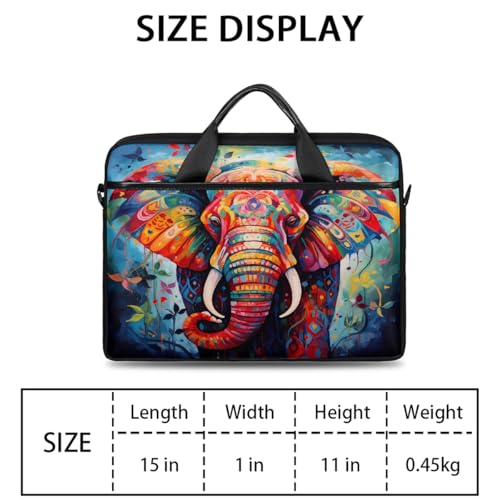 Bolso para laptop con elefante boho pintura al óleo 15 pulg miniatura 2