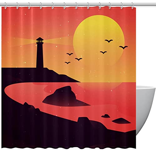 Rideau de douche motif coucher de soleil finition haut de gamme - 2