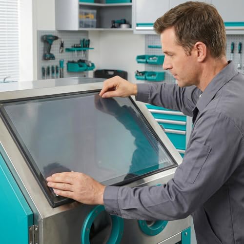 DIYEAH 6 Stück Linsenabdeckungen für Sandstrahlkabinen – 22 x 10 Zoll abrasive Fensterschutzfolie – transparente, selbstklebende Sandstrahlfolie – hochauflösende Sicht auf